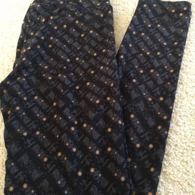 NEW NWOT LuLaRoe black gray mustard yellow Leggings One Size